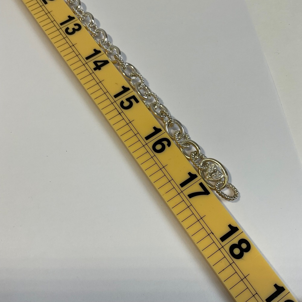 Judith Ripka Sterling Silver 925 CZ Heart Clasp Link Chain Necklace 17 Inch - Picture 6 of 6